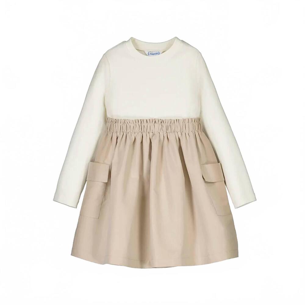 NEW MAYORAL girls formal dress in beige